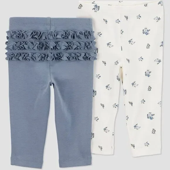Baby Girls' 2pk Floral Ruffle Pants - Blue - Picture 3 of 6